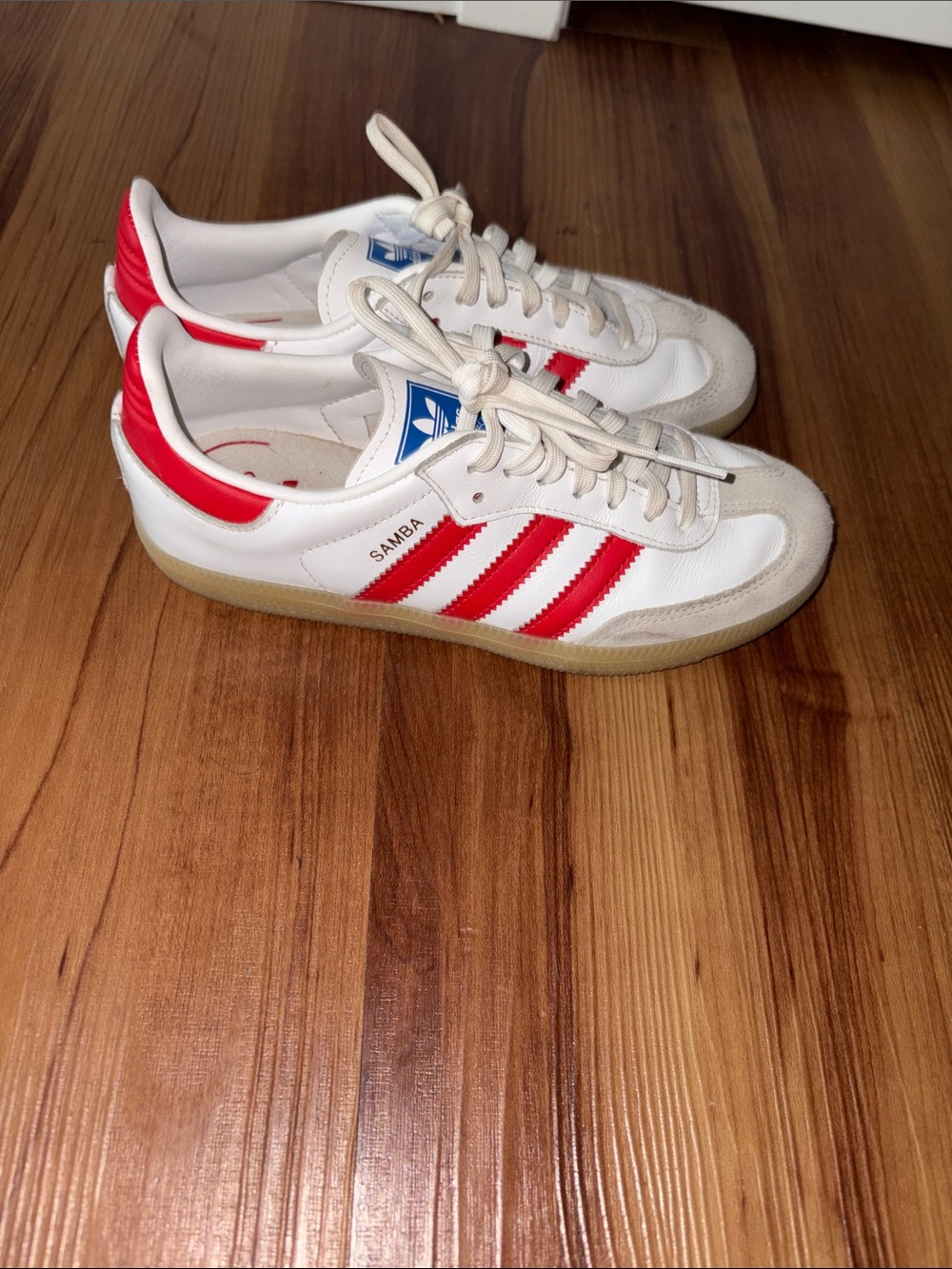 adidas White and Red Samba Retro Sneakers